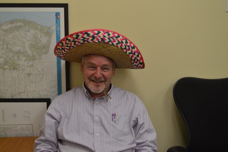 Keith in a sombrero at the office