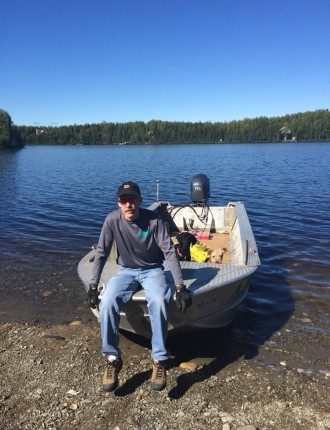 Mark Langberg on a small boat