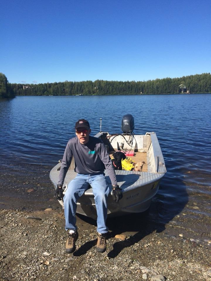 Mark Langberg on a small boat