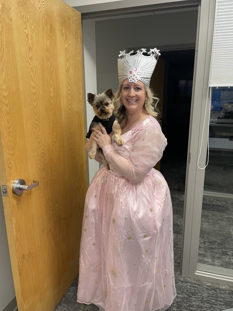 Brittany dressed as the Good witch from the Wizard of Oz
