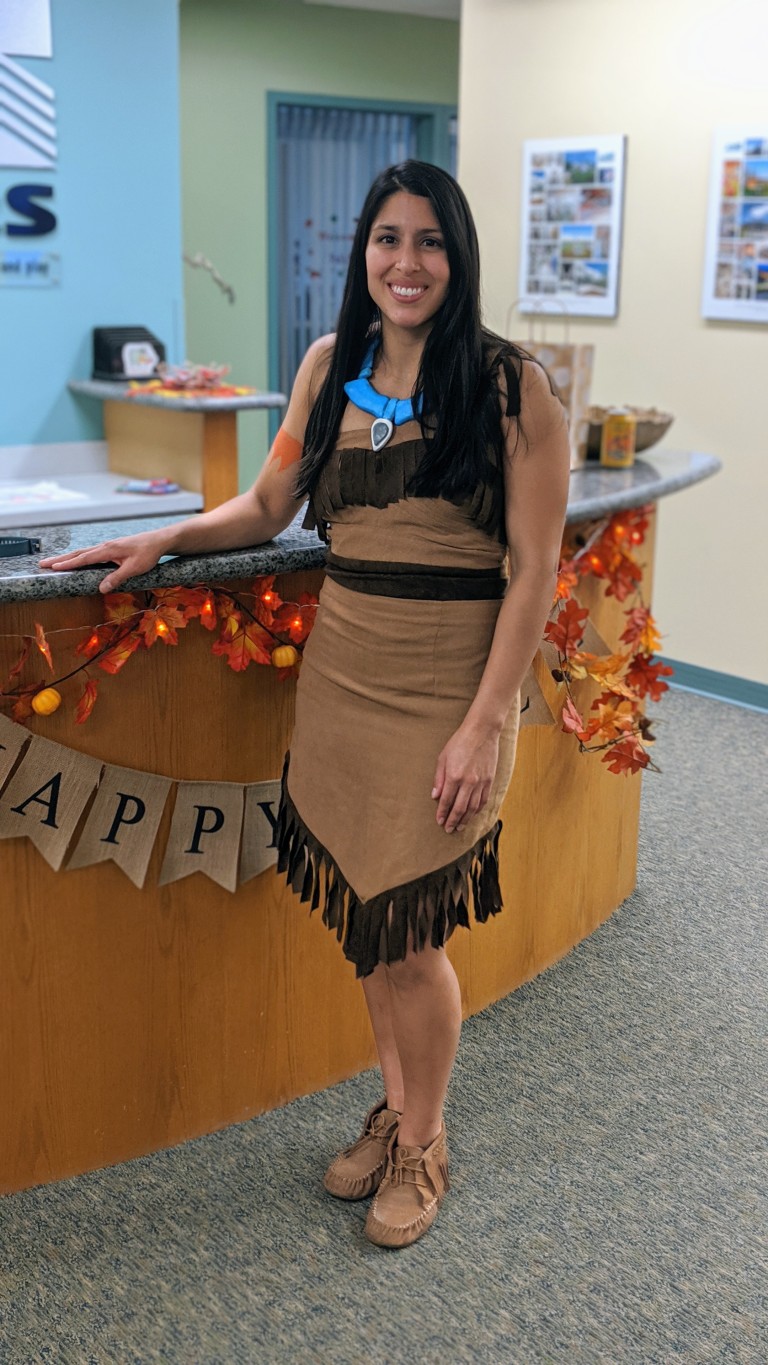 Deborah in a Pocahontas costume