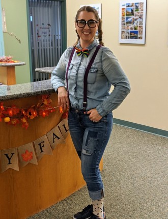 Michelle in a halloween costume