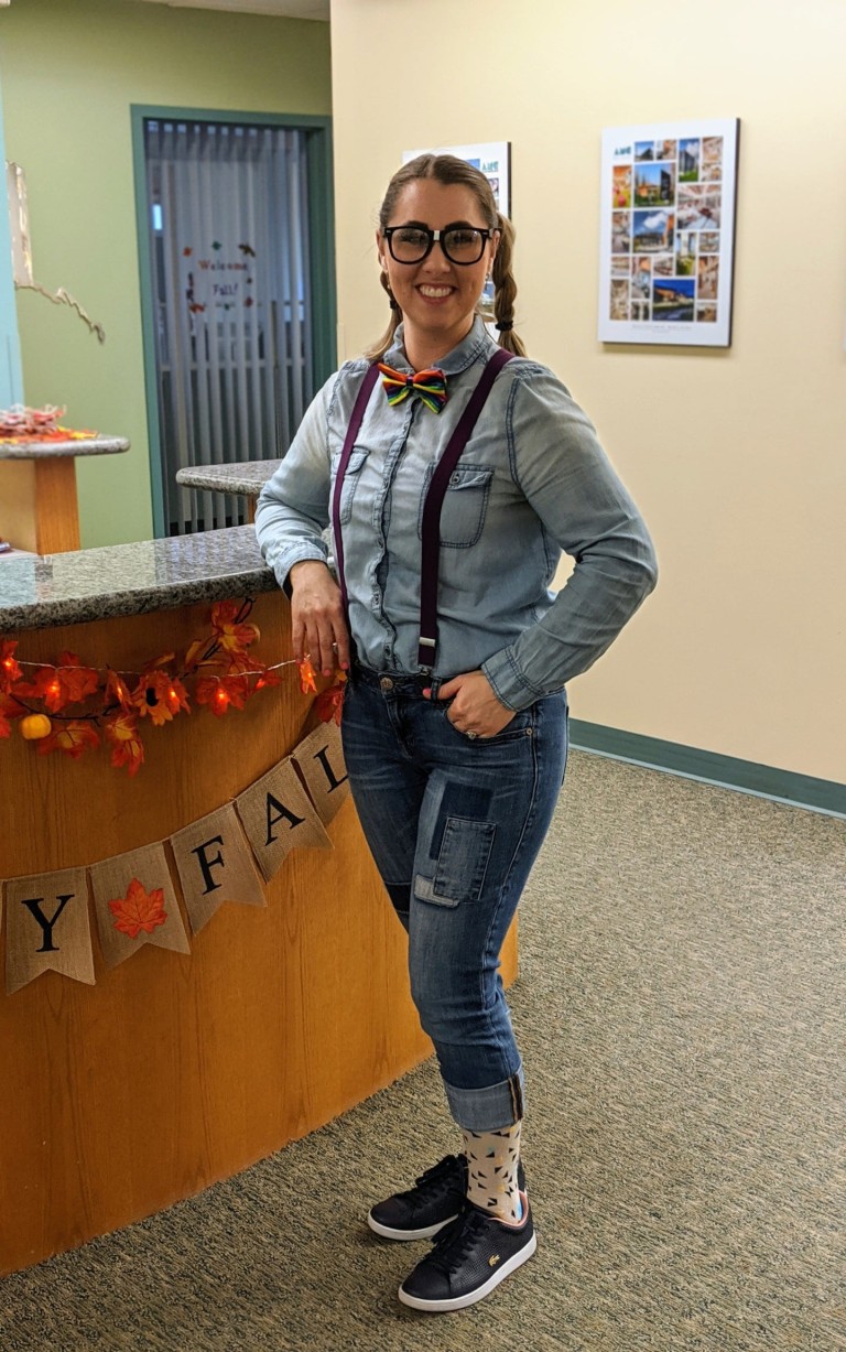 Michelle in a halloween costume