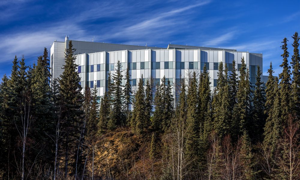 Exterior of building with decorative tile walls