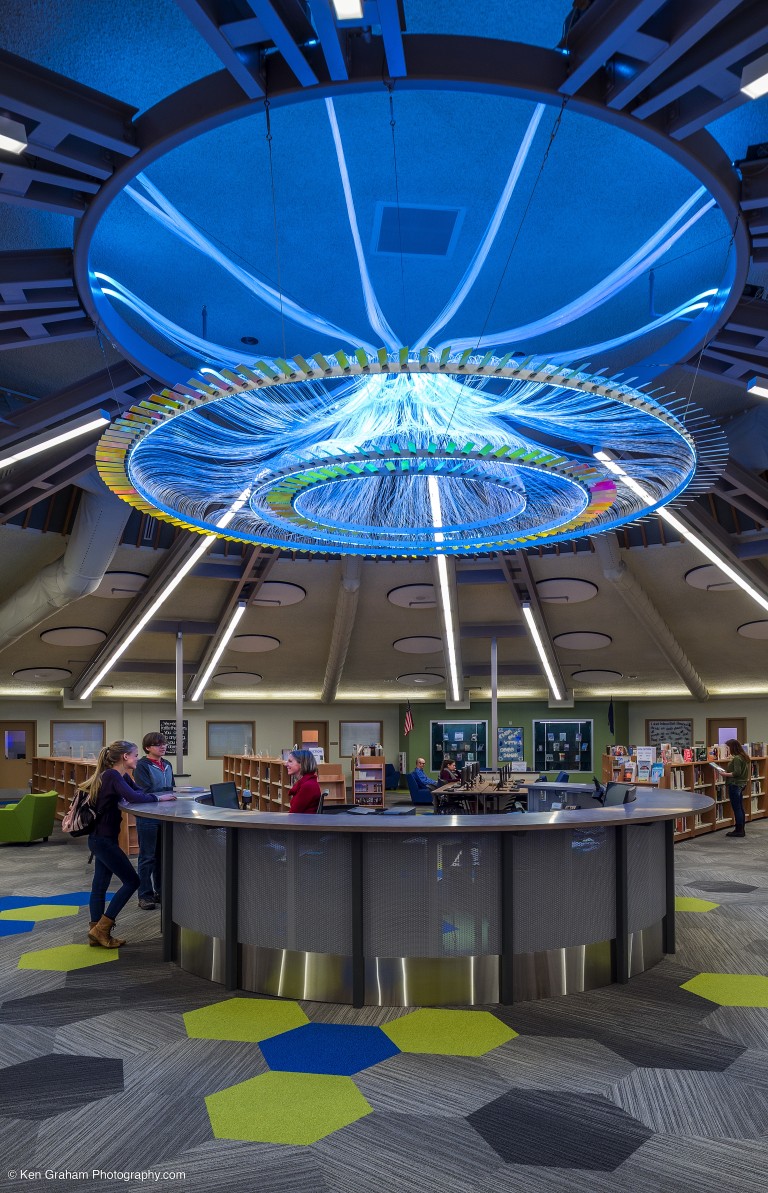 Large bright colorful chandelier