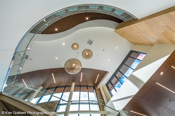 Decorative lighting hanging from ceiling in entryway