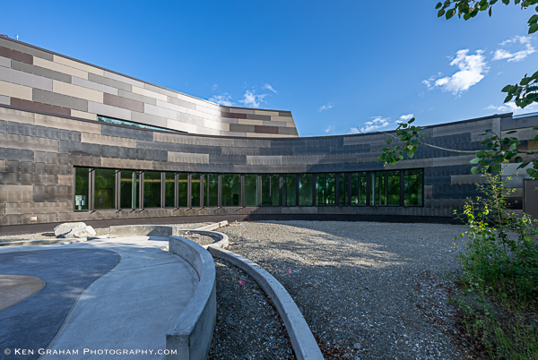 Exterior of decorative paneled buildling