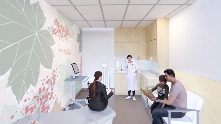 Rendering of patient room