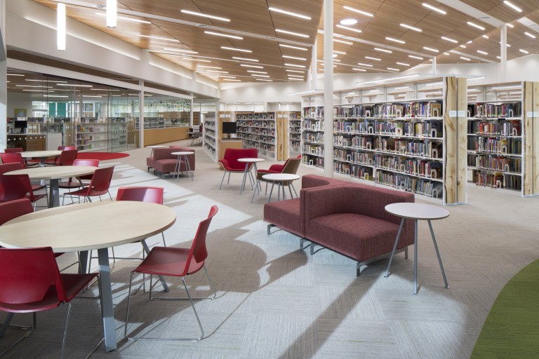 Bright lighting in library