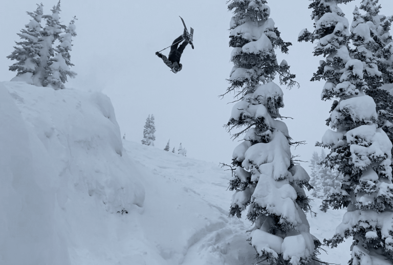 Jack Schumacher doing a flip in skis