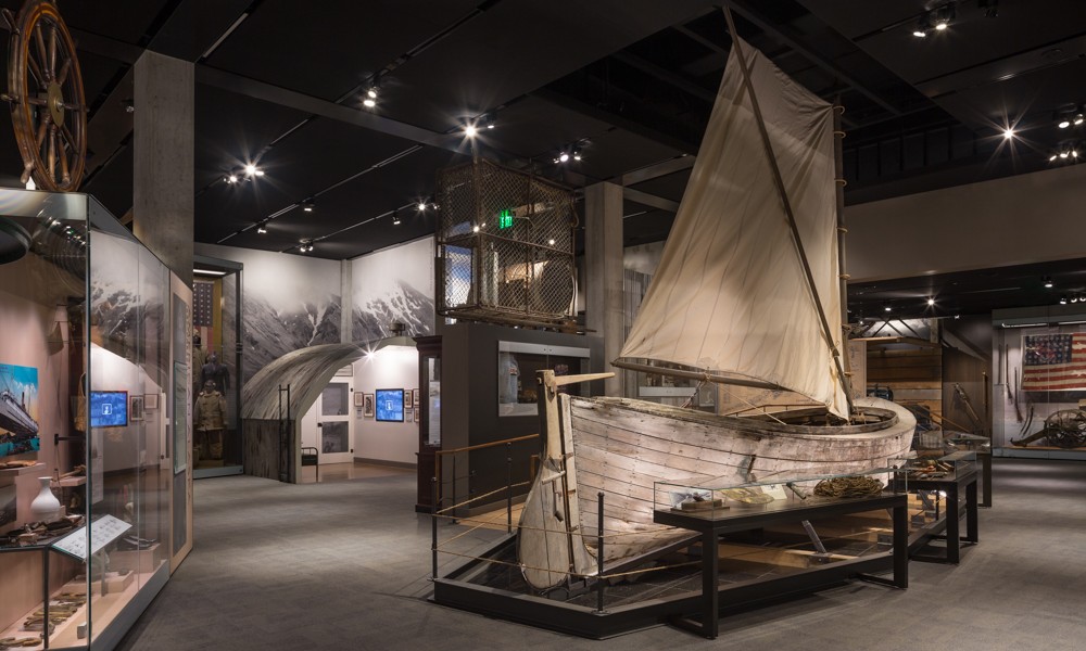 Museum displays with dim lighting