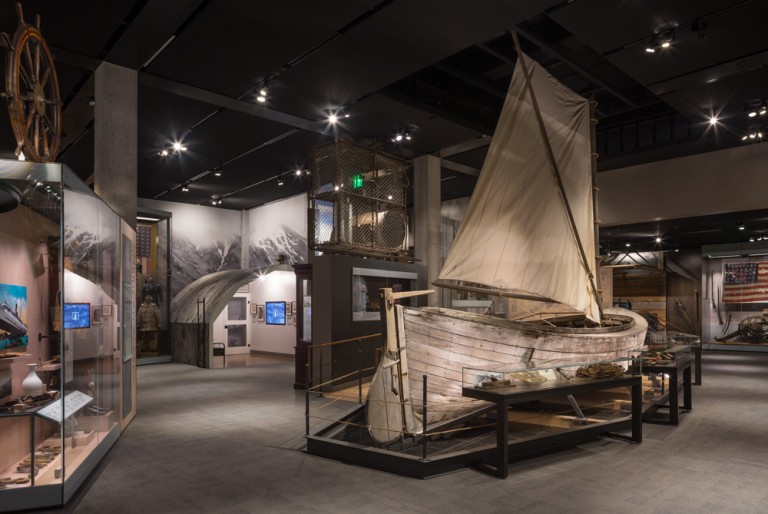 Museum displays with dim lighting