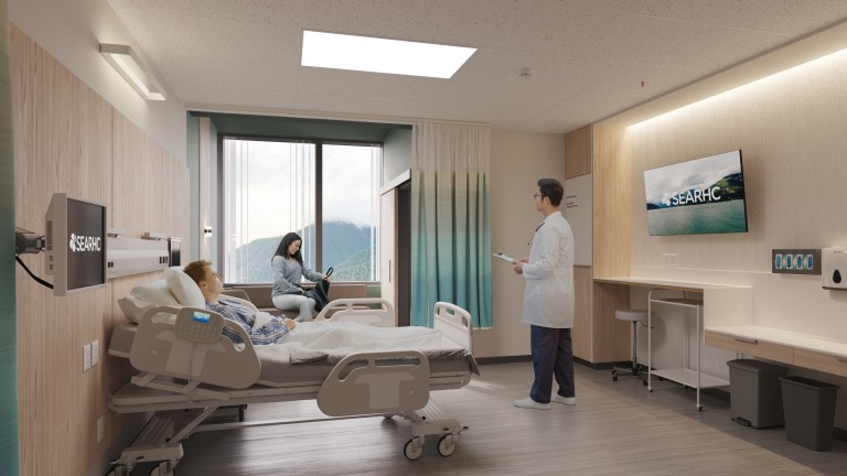 Rendering of hospital room