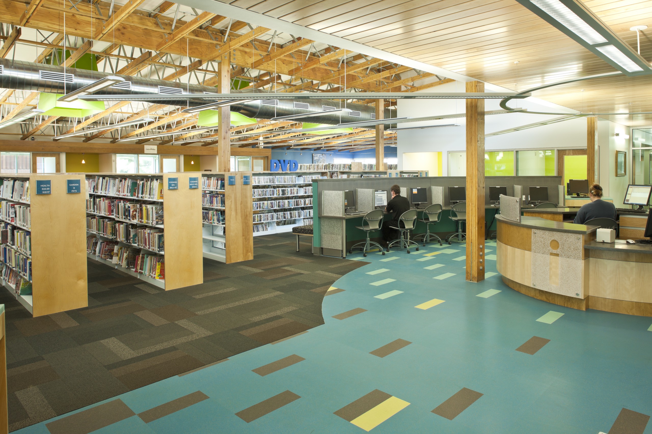 Decorative lighting in library shelves