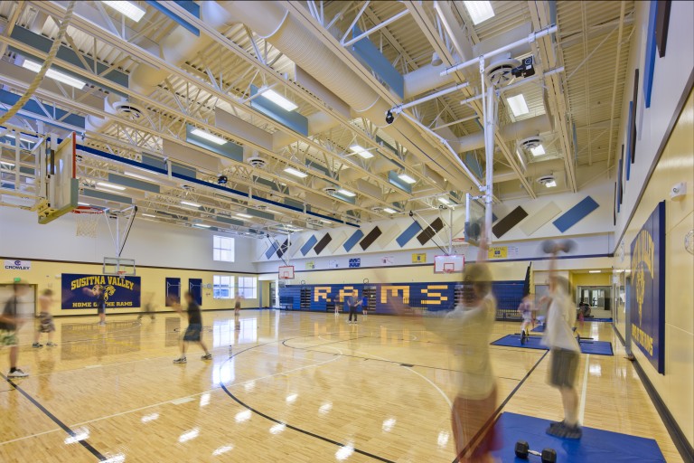 Brightly lit gym in school