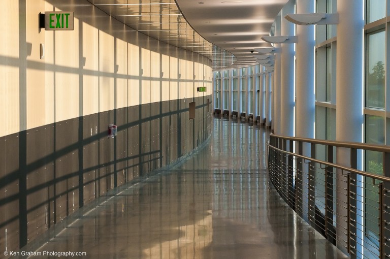 Brightly lit walkway in airport