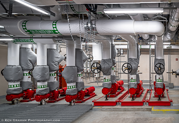 Pipes and mechanical systems indoors