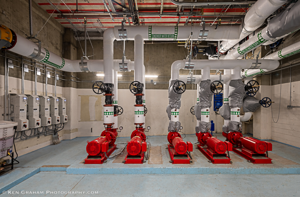 Pipes and mechanical systems indoors