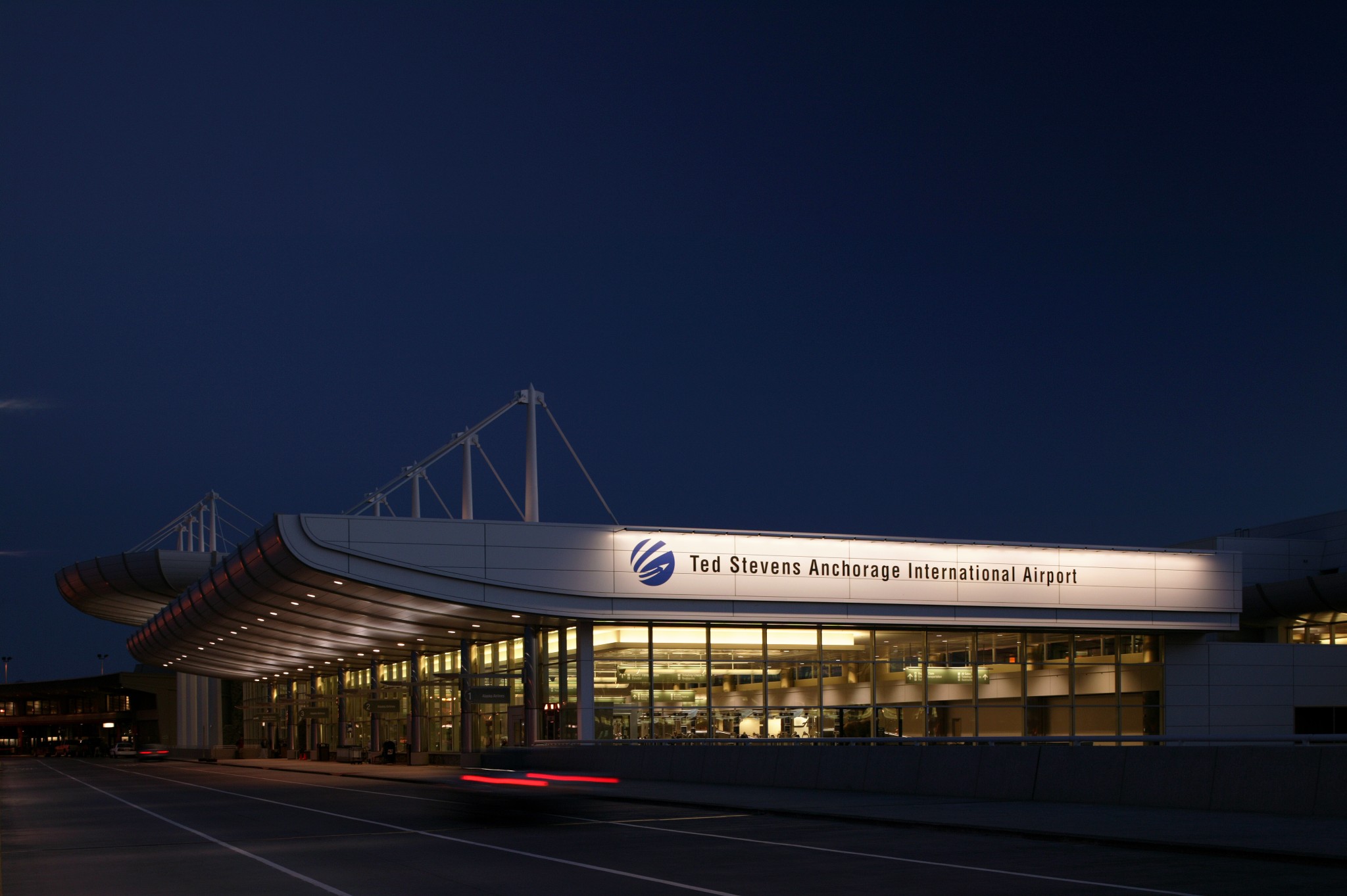 Roadway and exterior of airport