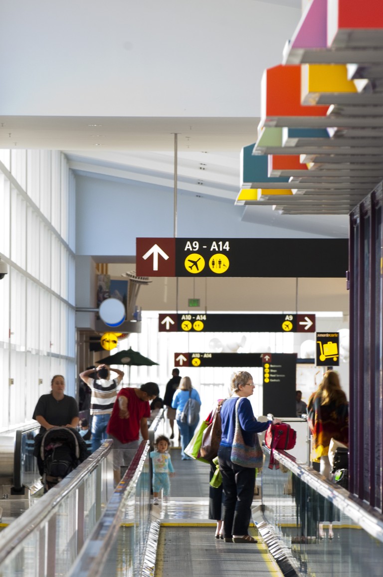 Moving walkways in airport
