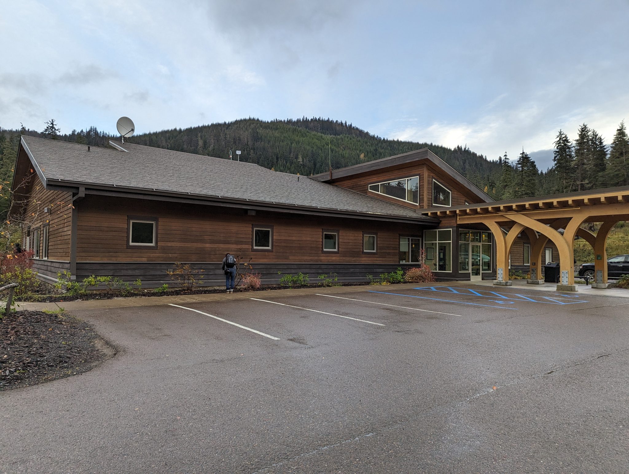 One story building with wooden slab walls